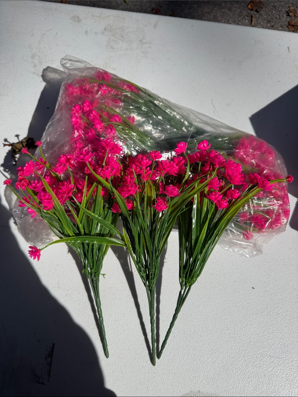 Bright Pink Artificial Floral Bundle of 17 outdoor fake flowers, UV resistant